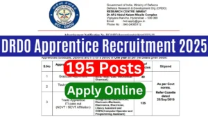 DRDO Apprentice Recruitment 2025 {195 Post} Apply Online