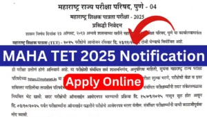 MAHA TET 2025 Notification Apply Online, Eligibility, Fee, Last Date
