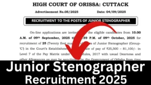 Orissa High Court Junior Stenographer Recruitment 2025, Apply Online