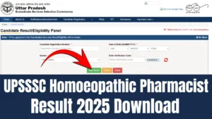 UPSSSC Homoeopathic Pharmacist Result 2025 Download Link
