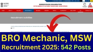 BRO Mechanic & MSW Recruitment 2025 {542 Post} Apply Online