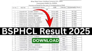 BSPHCL Result 2025 {OUT} Technician Grade 3, Correspondence Clerk & Store Assistant