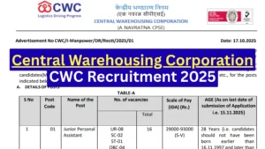 CWC Jr Personal Assistant, Jr Executive Form 2025 – Punjab Job Vacancy