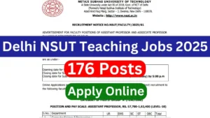 Delhi NSUT Teaching Recruitment 2025 {176 Post} Apply Online