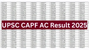 UPSC CAPF 357 Assistant Commandant Exam Result 2025 – Punjab Job Vacancy