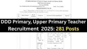 DDD Primary, Upper Primary Teacher Recruitment 2025 [281 Post] Apply Online
